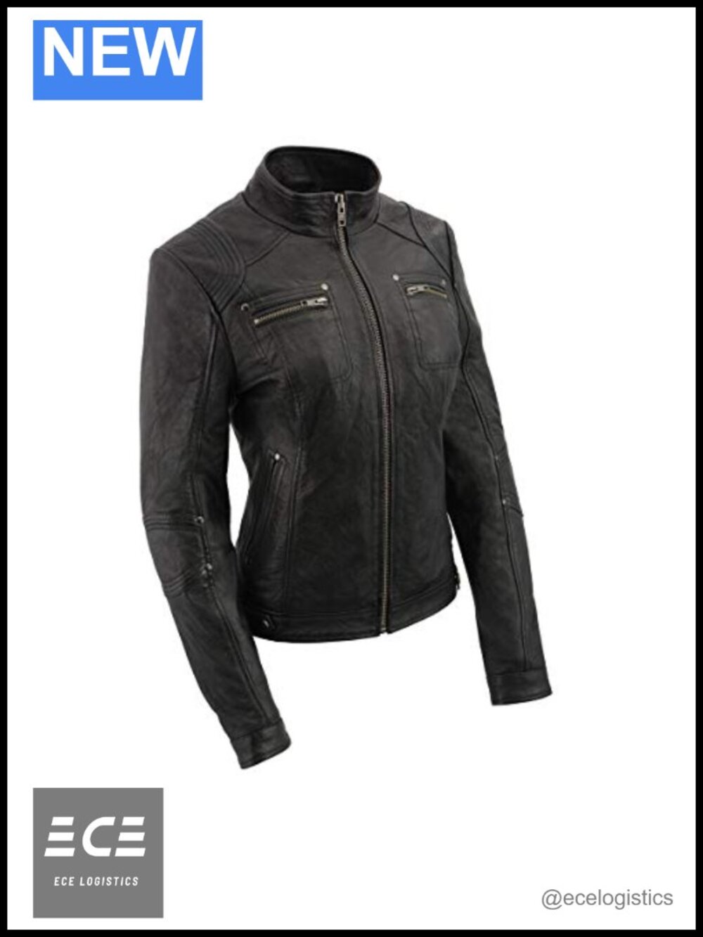 Milwaukee Leather Women's Lambskin Moto Jacket Stand Up Collar Biker